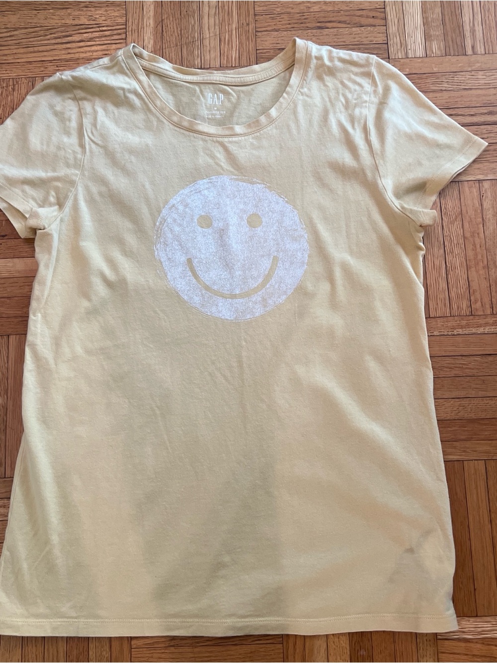 GAP Pale Yellow Short Sleeve Tee with White Smiley